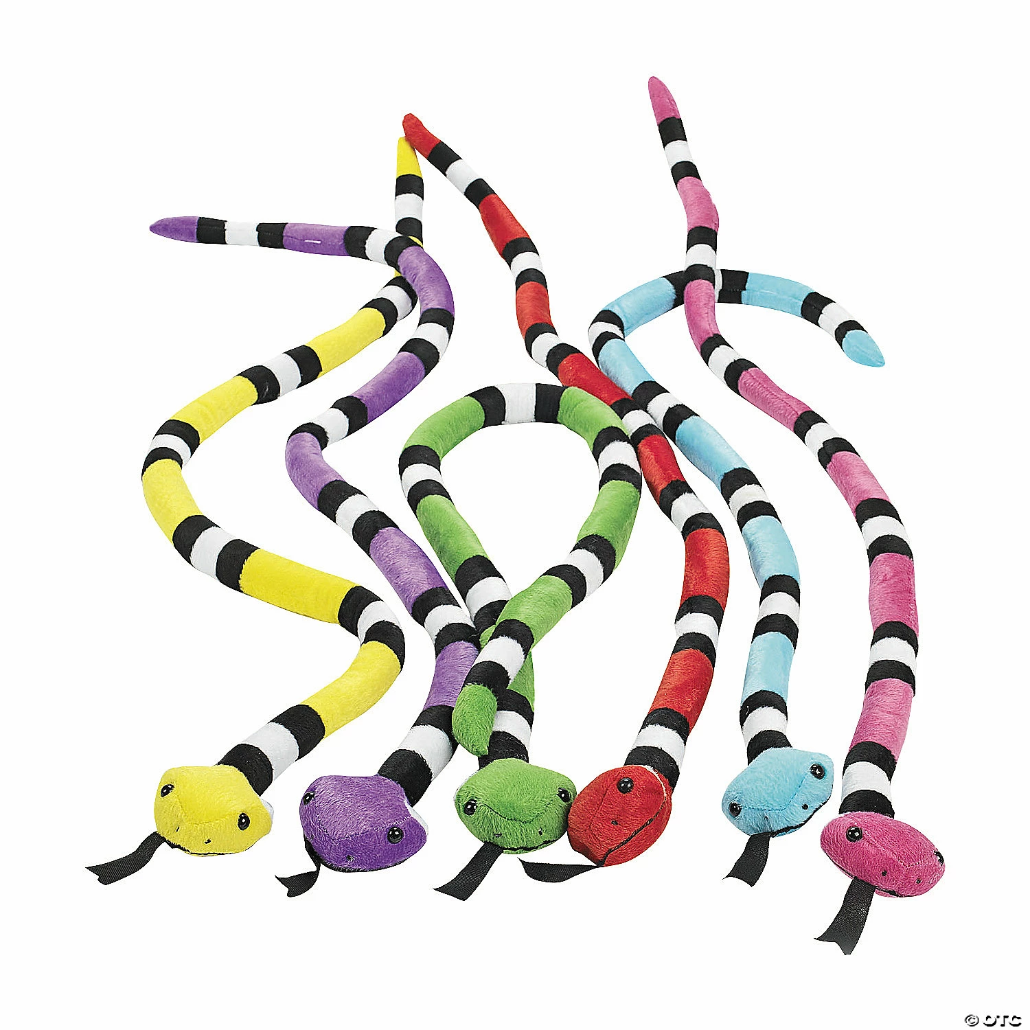 Cheap 🥰 Bright Striped Stuffed Snakes - 12 Pc. 🛒