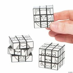 Promo 👏 Color Your Own 💀 Halloween Mini Puzzle Cubes - 12 Pc. 😉