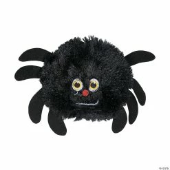 Hot Sale ✔️ Halloween Fuzzy Black Stuffed Spiders - 12 Pc. 🌟