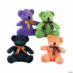 Hot Sale 😍 Halloween Stuffed Bears with Ribbon - 12 Pc. ⌛