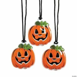 Promo 😍 Light-Up Jack-O’-Lantern Necklaces - 12 Pc. 👏